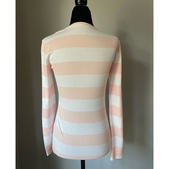 NWT Tommy Hilfiger Pink Striped V Neck Long Sleeve (XS) - Picture 4 of 9